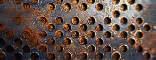 Close Up of Metal Mesh With Orange Bokeh Lights photo