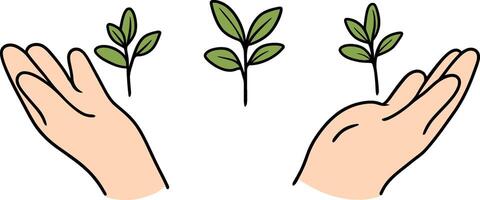 Hands Holding New Plant Growth - Sustainable Agriculture Concept vector