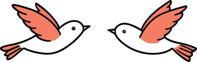 Minimalist Illustration of Two Birds Facing Each Other with Red Wings vector