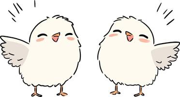 Cute Cartoon Birds with Happy Expressions and Flapping Wings in Illustration vector