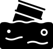 A black and white icon of a boat with a fish in it vector