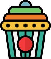 A colorful cupcake with a red dot on top vector