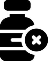 A bottle with an x on it and a pill in it vector