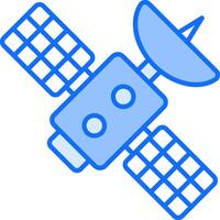 A satellite icon with a blue background vector