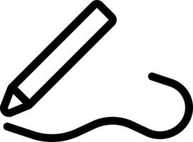 A black and white drawing of a pen and a wave vector