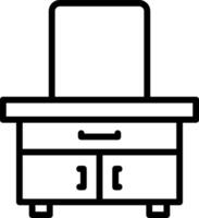 A desk with drawers and a computer on it vector
