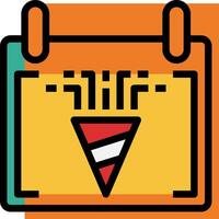 A calendar with a red and orange triangle on it vector