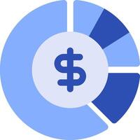 A pie chart with a dollar sign and a dollar sign vector
