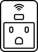 A black and white image of a plug with a wifi symbol vector