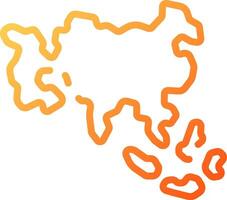 A map of asia with orange lines vector