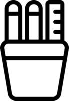 A black and white illustration of a pot with three pencils vector