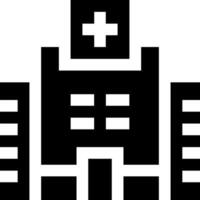 A black and white image of a hospital building vector