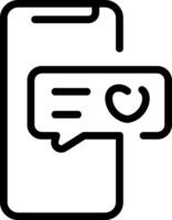 A black and white image of a phone with a chat bubble vector