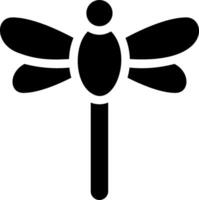 A black and white dragonfly icon vector