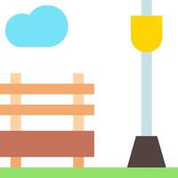 A wooden bench and a light post vector