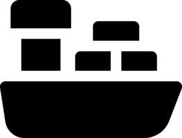 A black and white image of a ship with boxes on it vector