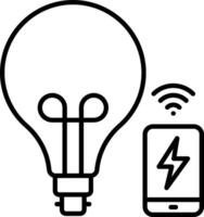A light bulb and a smartphone with a wireless connection vector