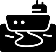 A black and white image of a boat vector