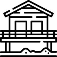 A beach house icon with a railing and stairs vector