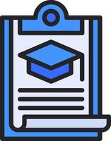 A blue clipboard with a graduation cap on it vector