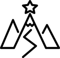 A black and white logo with a star on top of a mountain vector