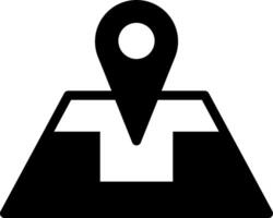 A black and white icon of a map pointer vector