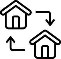 Two houses with arrows pointing to the left and right vector