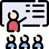 A person is giving a presentation to a group of people vector