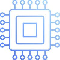 A blue and white computer processor icon vector