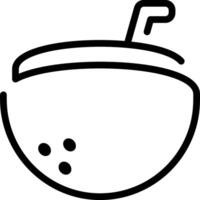 A black and white drawing of a coconut with a straw vector