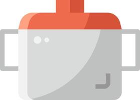 A white and orange pot with a lid vector
