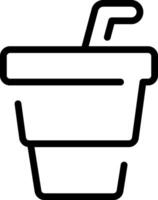 A black and white icon of a cup with a straw vector