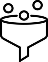 A black and white icon of a funnel vector