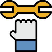 A hand holding a wrench and a glove vector