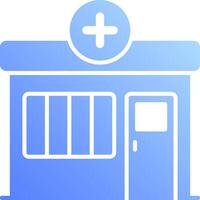 A blue and white building with a cross on it vector