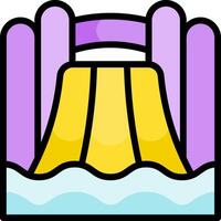 A cartoon water slide with a yellow and purple float vector