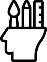 A black and white illustration of a head with a pencil and ruler vector