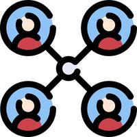 A group of people are connected by a circle vector
