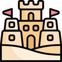 A sand castle icon with two flags vector