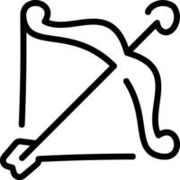 A black and white drawing of a bow and arrow vector