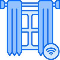 A wifi icon with a window and curtains vector