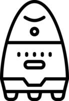 A black and white drawing of a robot vector