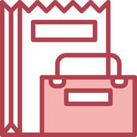 A red and white bag with a book and a folder vector