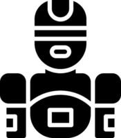 A black and white illustration of a robot vector