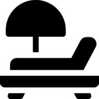 A bed with a chair under a table vector