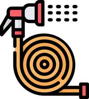 A hose with a spray nozzle and a hose reel vector
