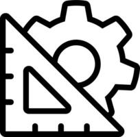 A black and white icon of a gear and a triangle vector
