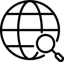 A black and white globe with a magnifying glass vector