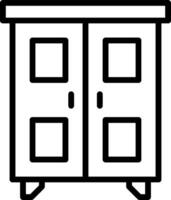 A black and white cabinet with two doors vector