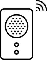 A black and white image of a radio with a microphone vector